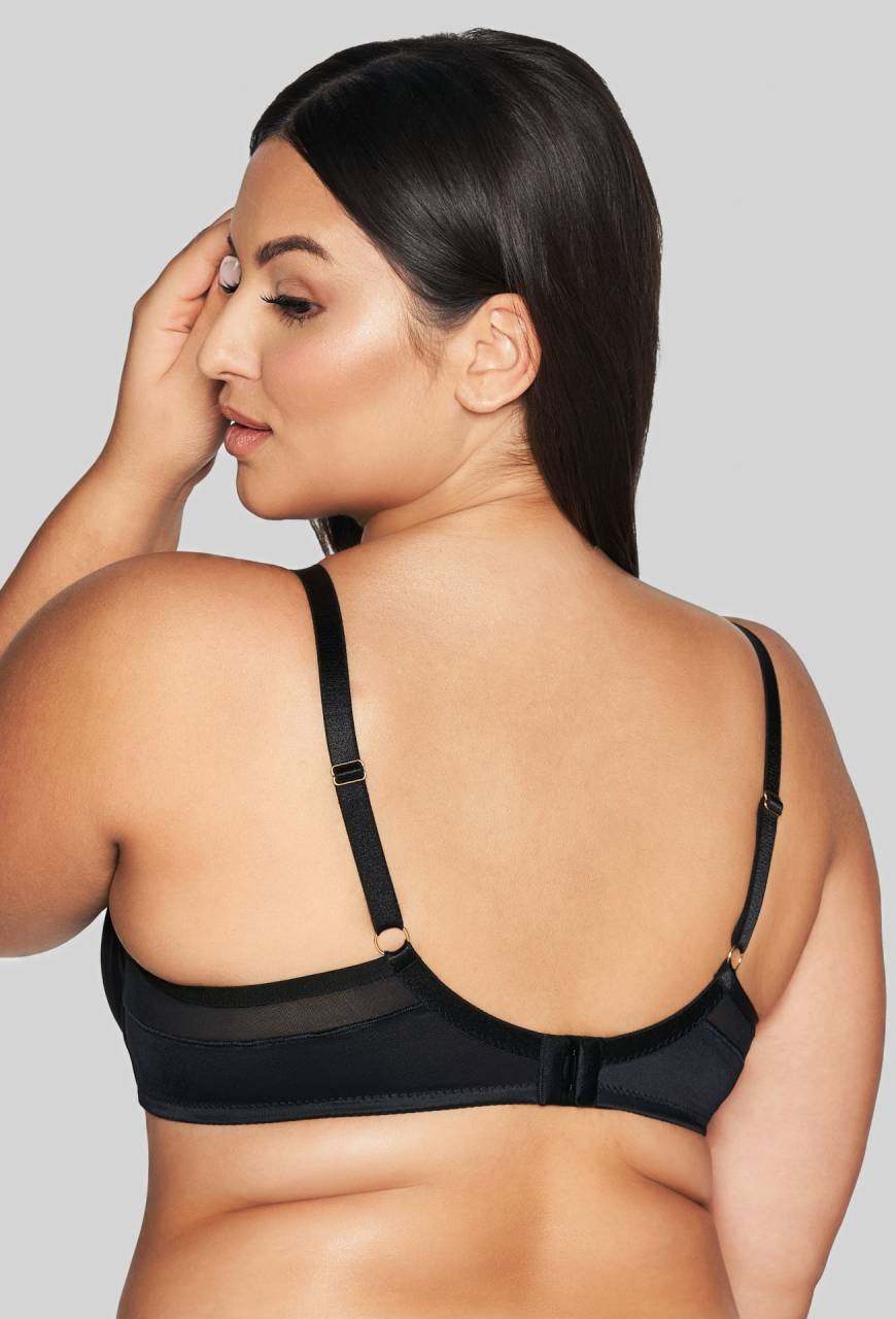 Biustonosz AVA czarny, półusztywniany, złoty haft – AV 2114 Semi Soft Black