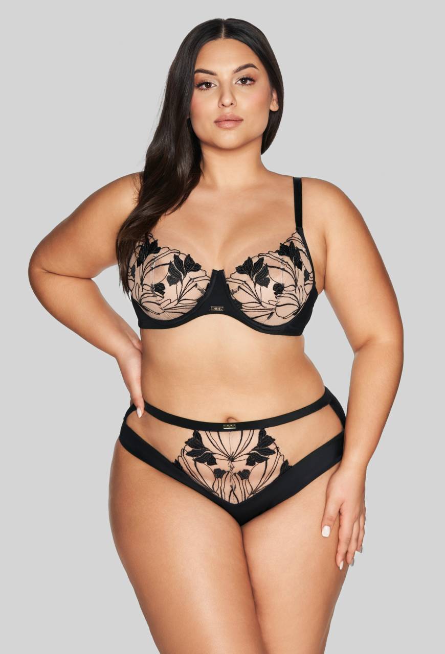 Biustonosz AVA czarny, haft, transparentny tiul – AV 2117 Soft Black