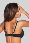 Biustonosz NOVIKA czarny, ozdobne paski - ADELLE N° 01 PUSH UP BLACK